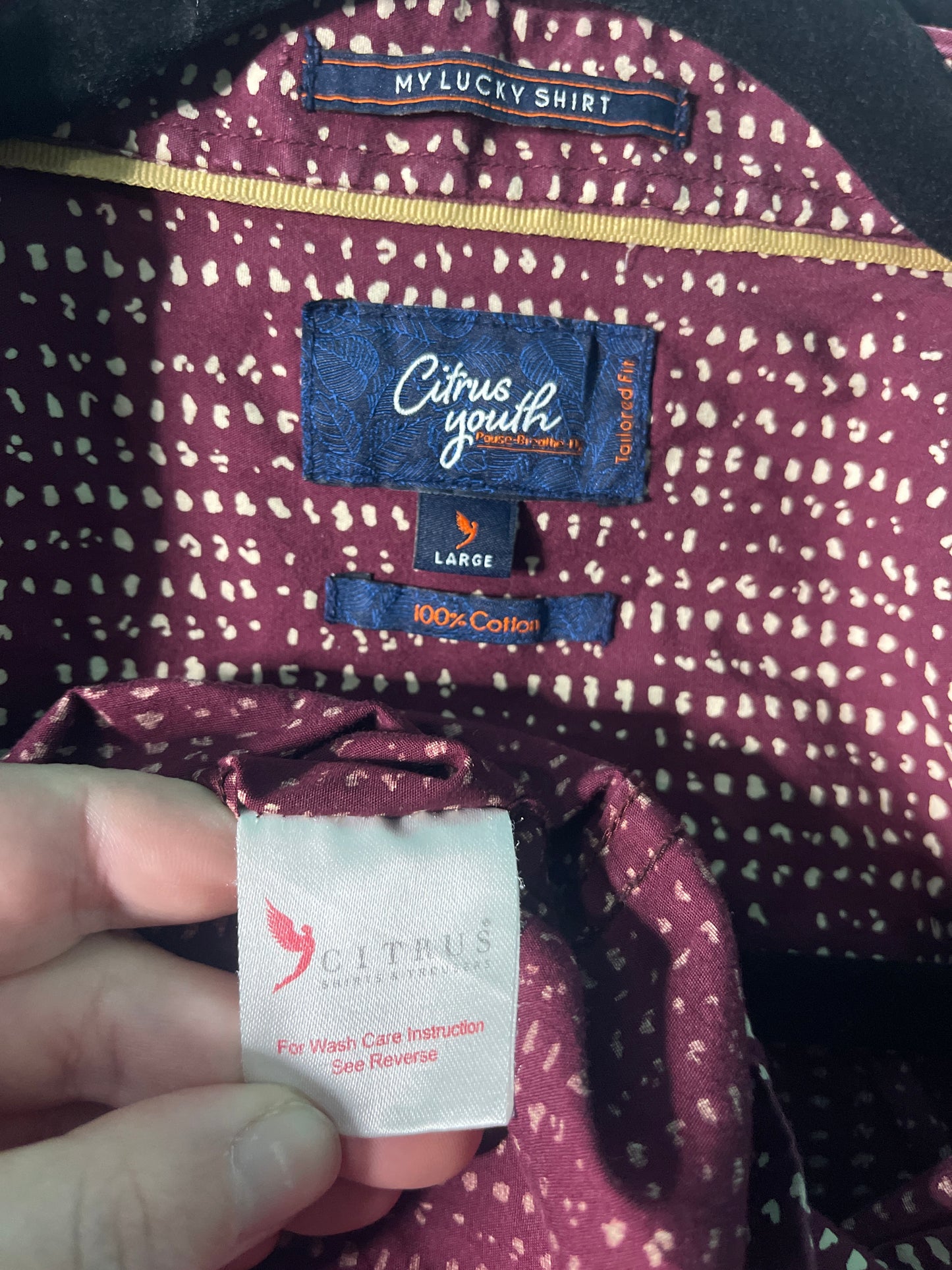 Burgundy & Tan Abstract Patterned Button up Shirt