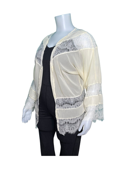 Cream Sheer & Lace Long Sleeved Cardigan