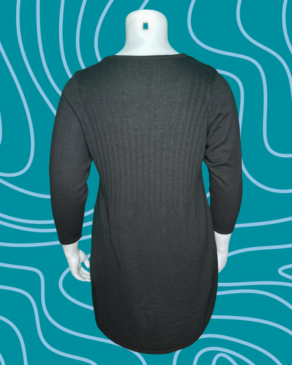 Black Long Sleeved Knit Mini Dress