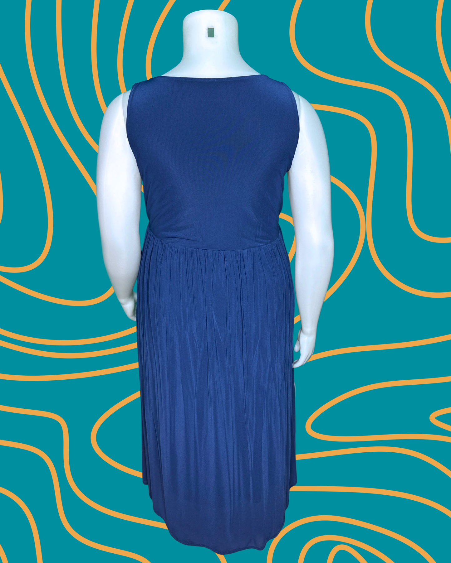 Navy Sleeveless V-Neck Maxi Dress