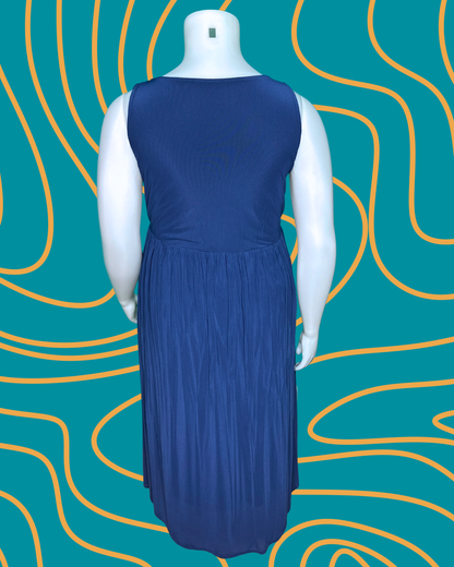 Navy Sleeveless V-Neck Maxi Dress