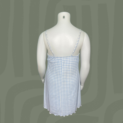 Light Blue Gingham Spaghetti Strap Mini Dress