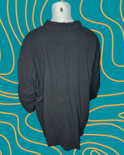 Black Linen Long Sleeve Button up Shirt