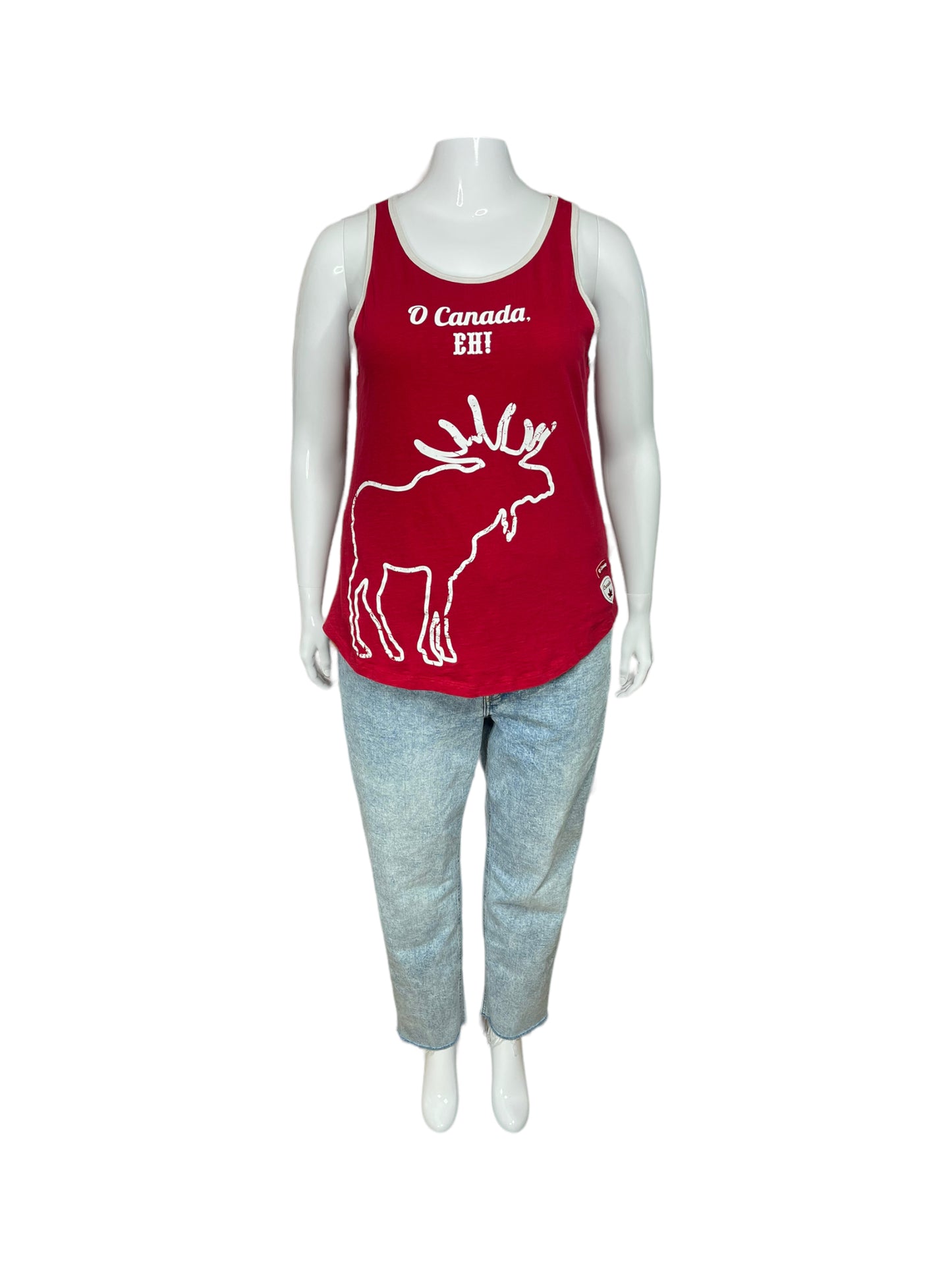 “Canadiana” Red Canada Tank Top w/ Moose Outline & ‘O Canada, EH!’  (XL)