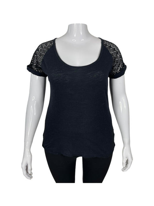Black T-Shirt w/ Lace Details on the Sleeves
