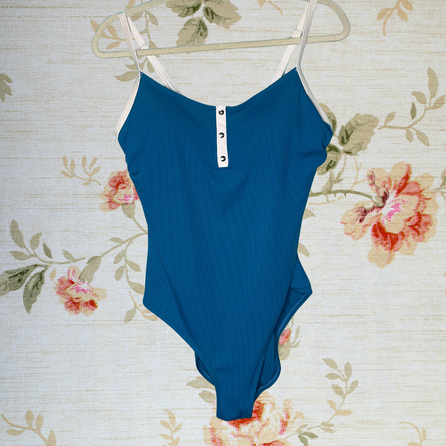 Blue with White Trim One Piece Swim Suit