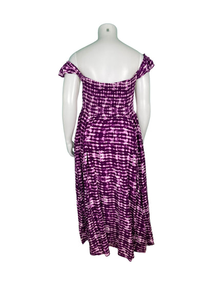 Purple off the Shoulder Tye Dye Dress