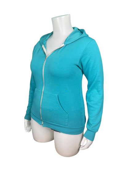 Aqua Blue Graphic Zip Up Hoodie