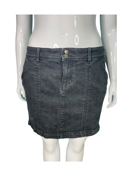 Dark Grey Button Denim Skirt