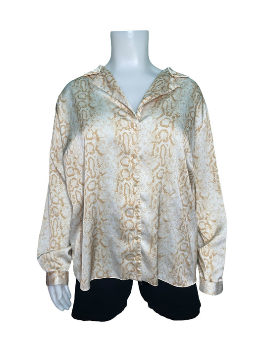 White and Gold Snake Long Sleeved Dress