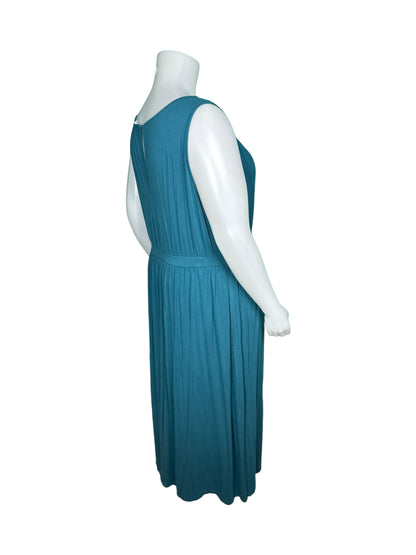 Teal V-Neck sleeveless Maxi Dress