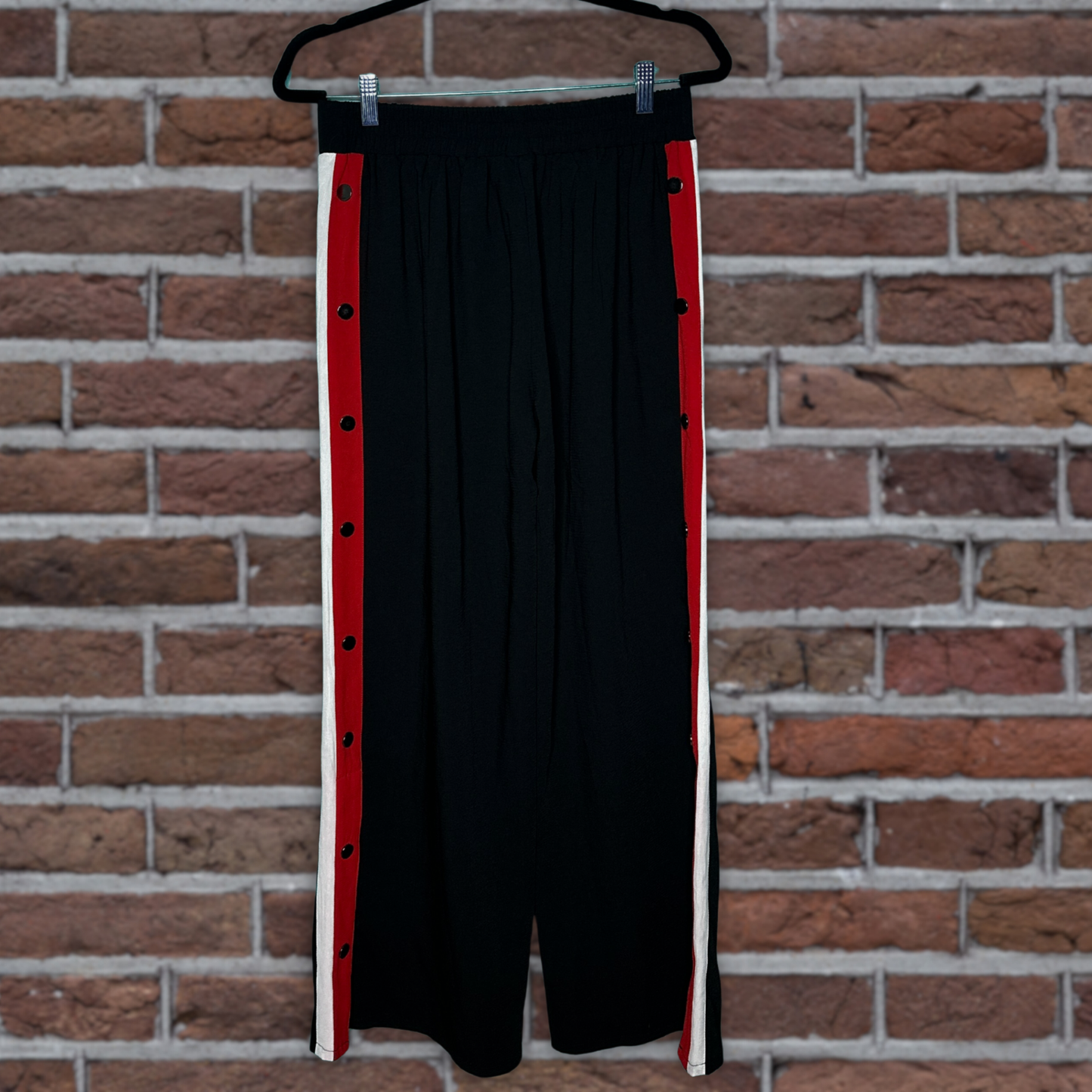 Black w/ Red and White Striped Pants