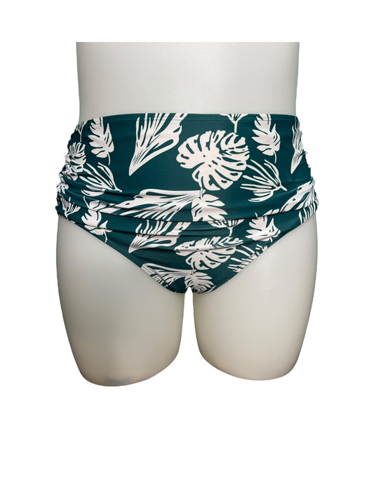 Green & White Plant Leaves Patterned Bikini Bottoms