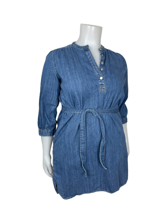 Blue Quarter Sleeve Denim Dress