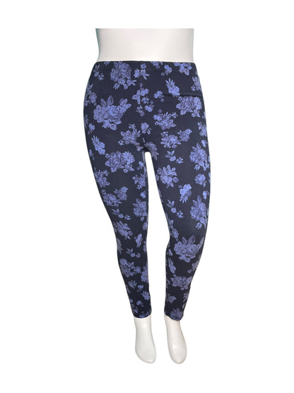 Navy + Blue Floral Leggings