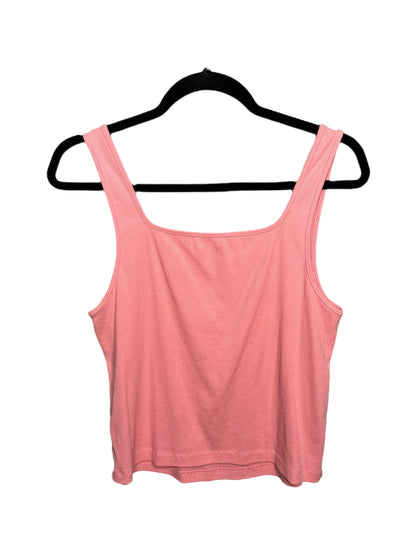 Coral Pink Square Neck Cropped Tank Top