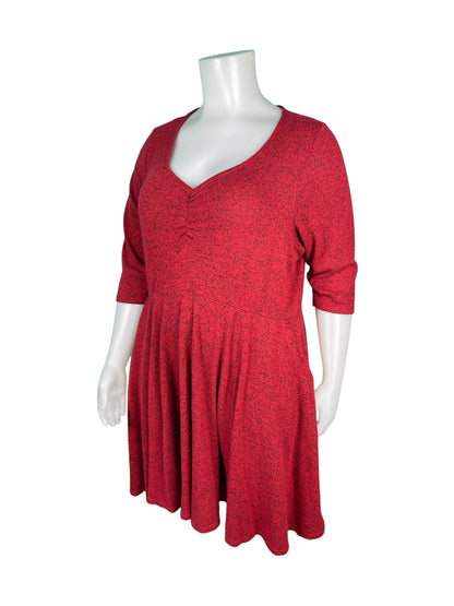 Red Sweet Heart Neckline 3/4 Sleeved Dress