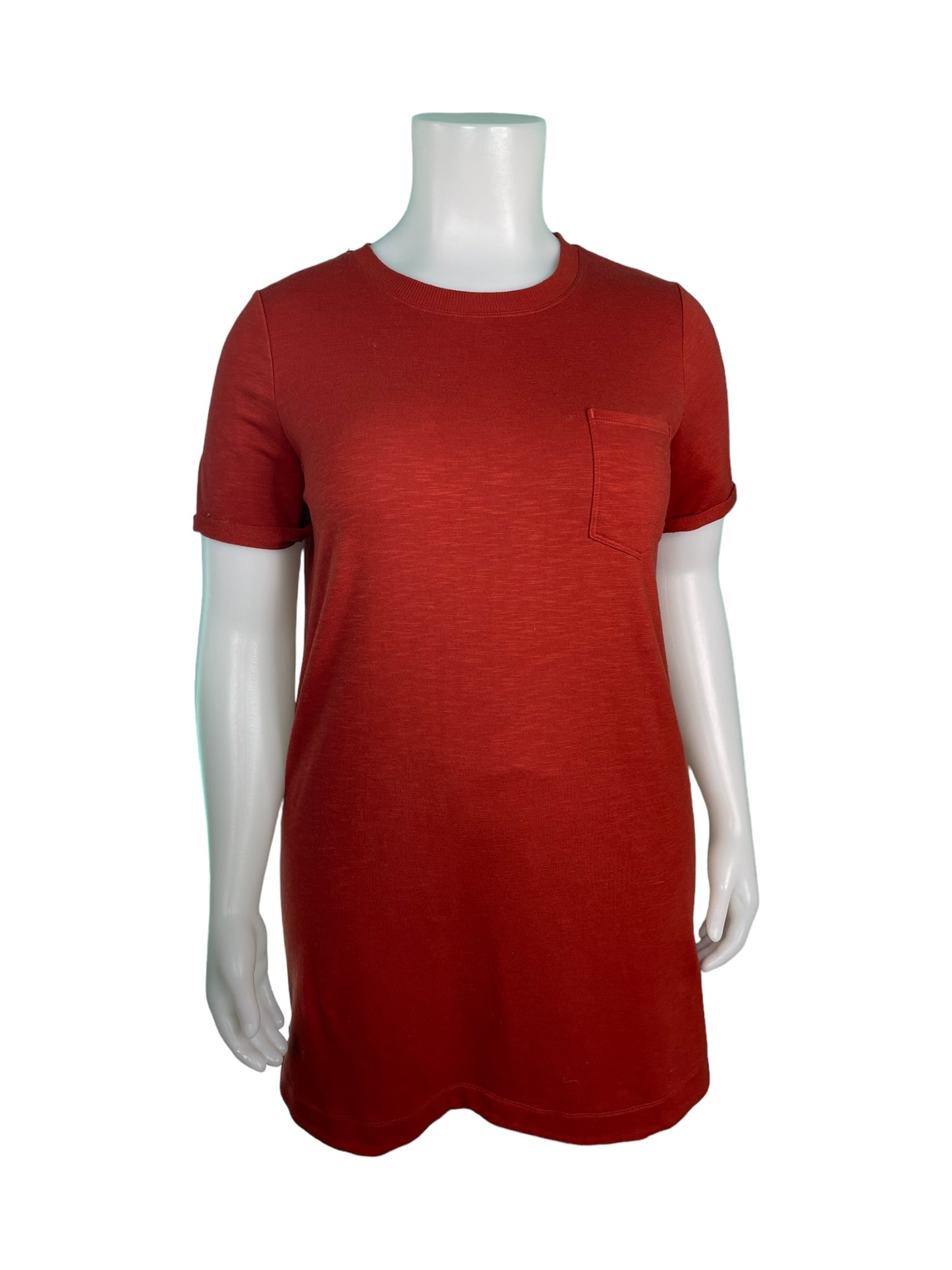 Rust T-Shirt Dress w/ Breast Pocket