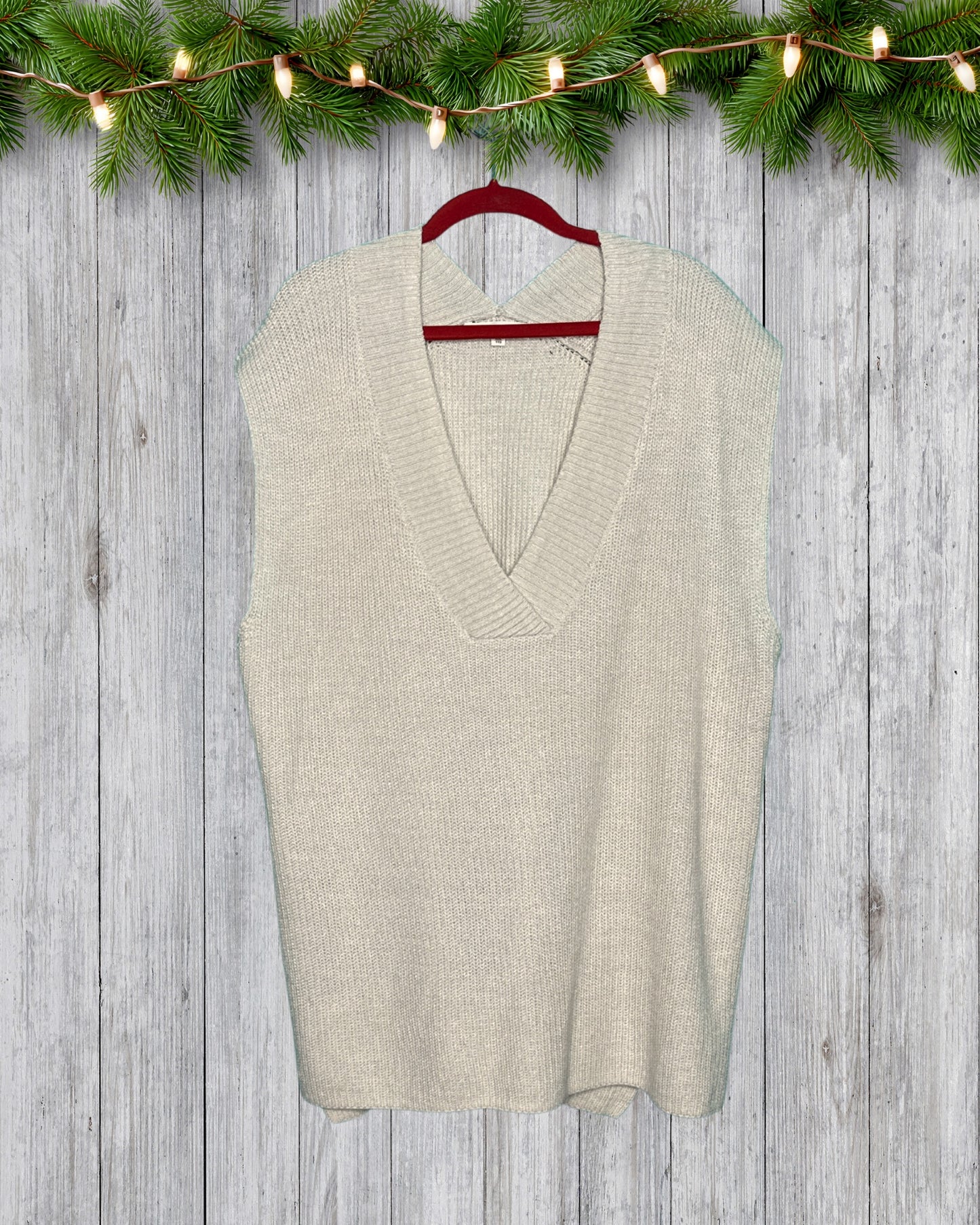 Cream V-Neck Knit Vest
