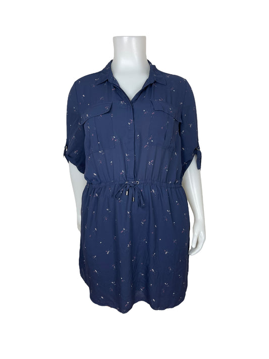 Navy Blue w/ Floral Pattened Dress (2X)