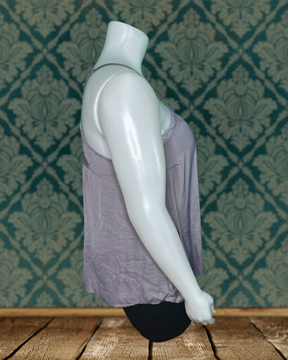 Light Purple Grey Lace V-Neck Cami