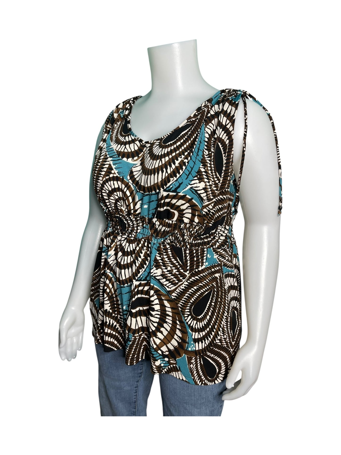 Brown, White and Teal Shirt