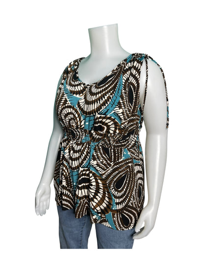 Brown, White and Teal Shirt