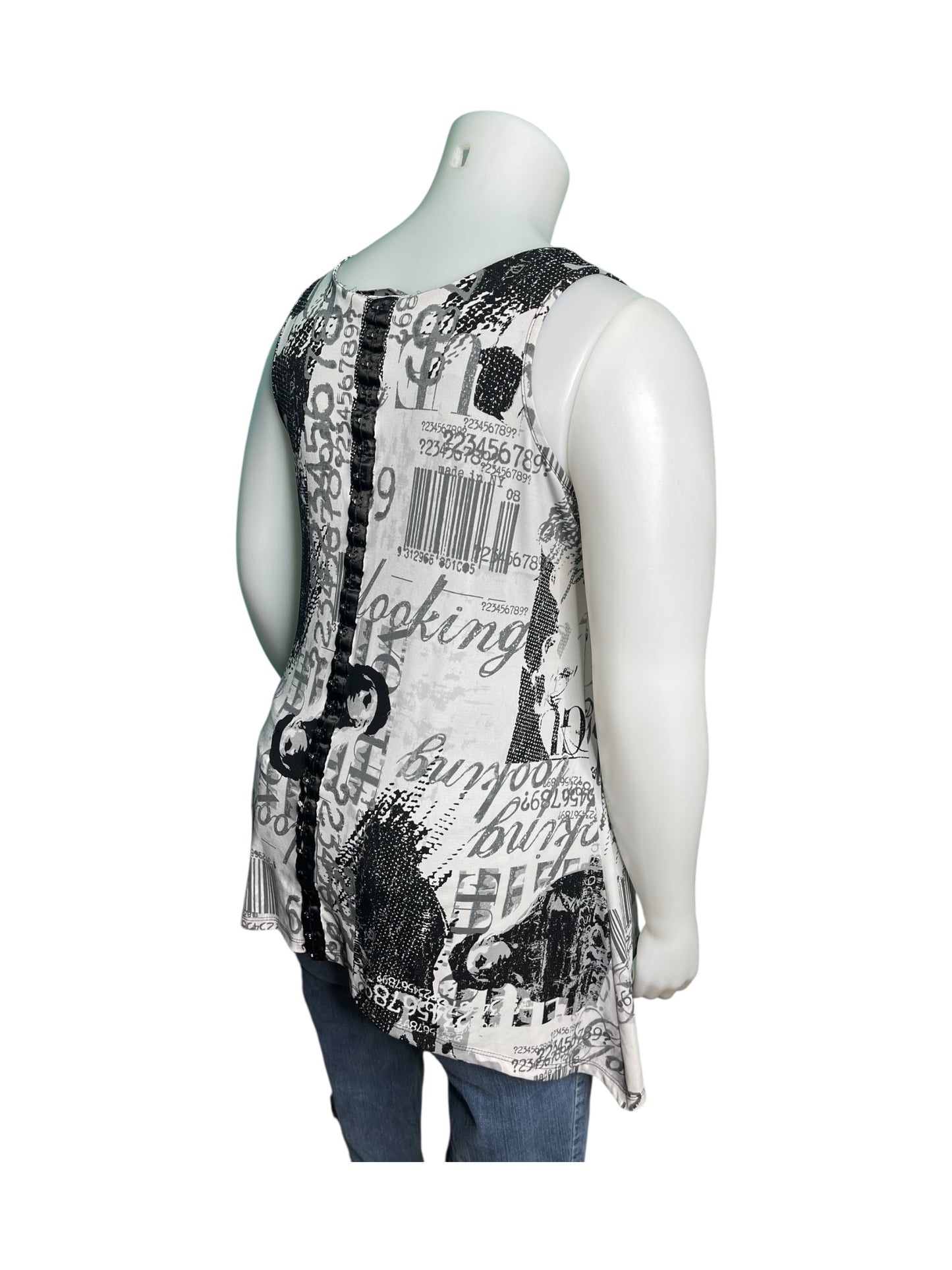 Black and White Newsprint Tank Top