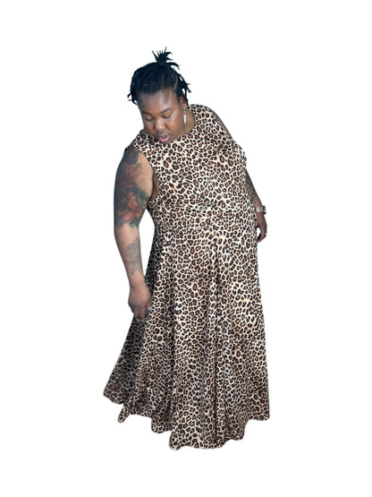 Classic Cheetah Print  Sleeveless Maxi Dress