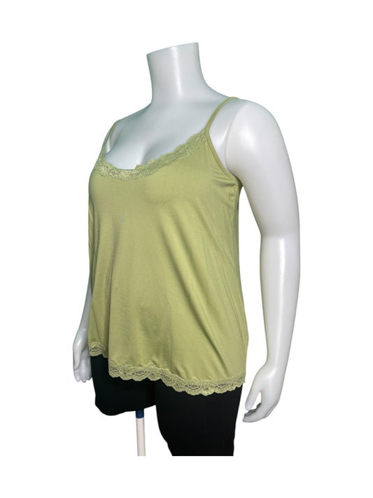Light Green Spaghetti Strap Tank Top w/ Lace Trim