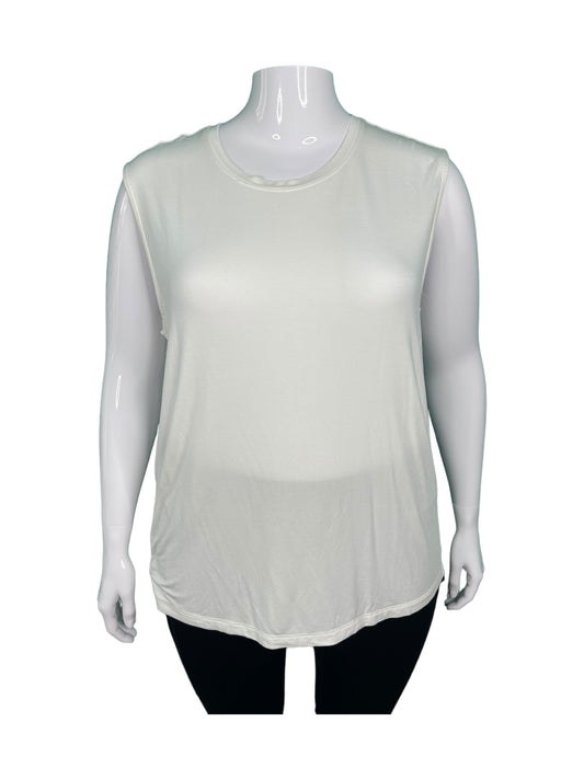 White Sleeveless Round Neck Top