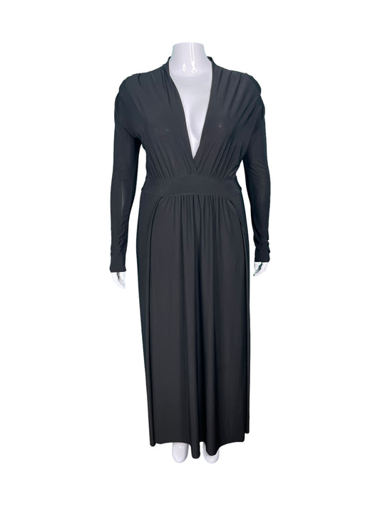 Black Long Sleeved Fitted w/ Split Dress