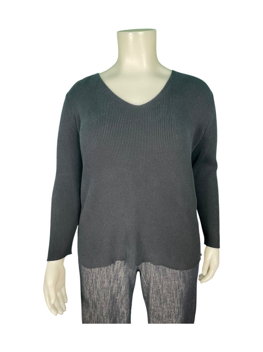 Off-Black Ribbed Long Sleeved Sweater