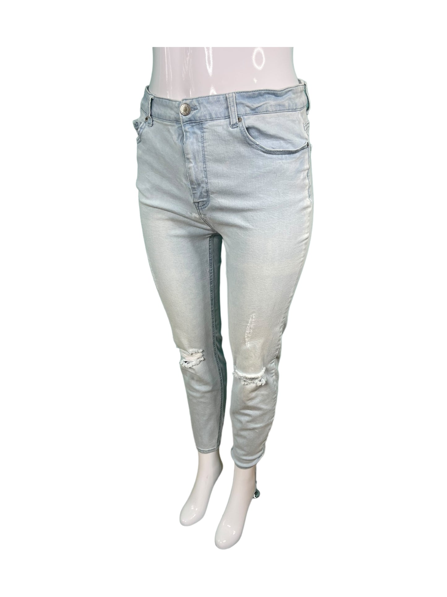 Bleached Blue Distressed Knee Skinny Jeans