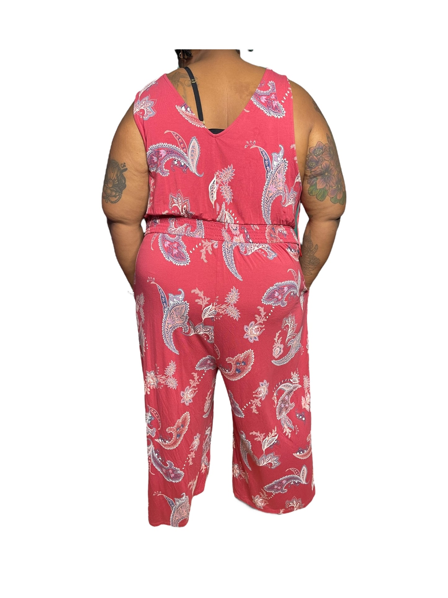 Pink Floral Patterned Jumpsuit