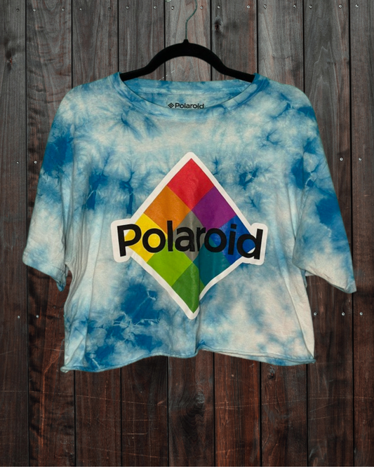Blue Tie Dye " Polaroid" Crop Top