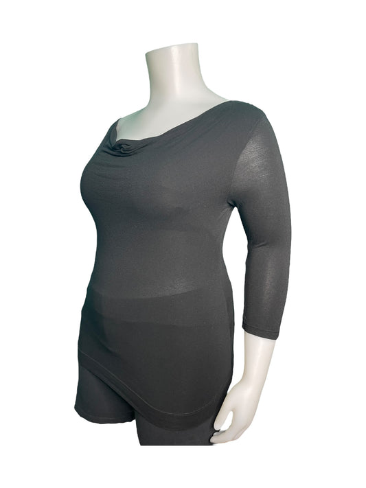 Black Crowl Neck 3/4 Sleeve Shirt