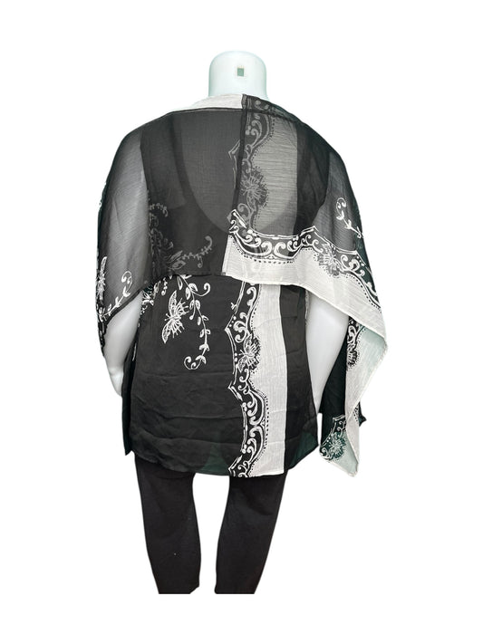 Black and White Vintage Sheer Shawl