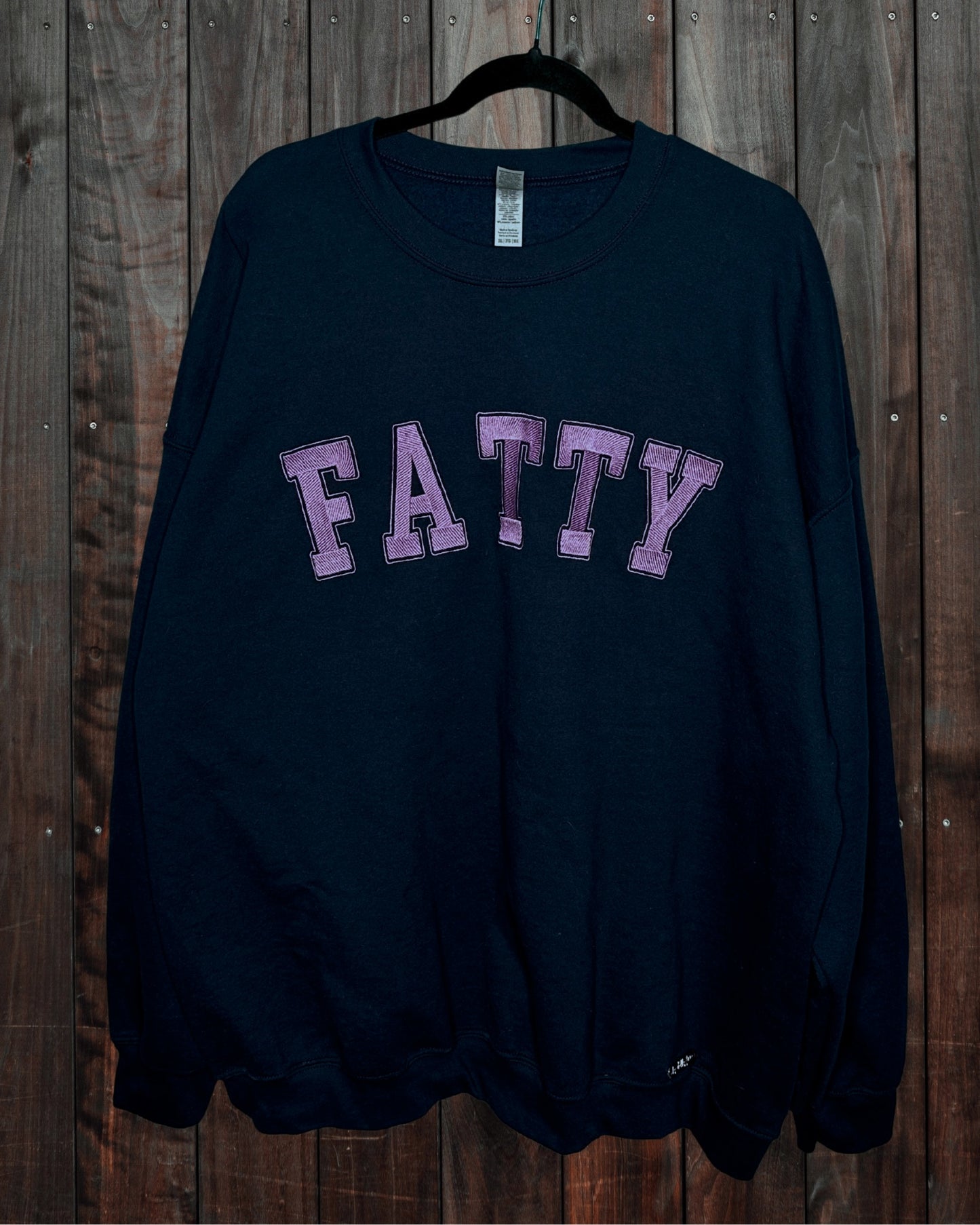 Navy with Purple FATTY Embroidered Crewneck Sweatshirt
