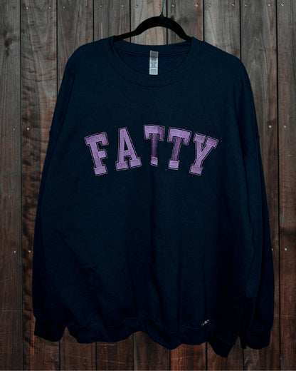 Navy with Purple FATTY Embroidered Crewneck Sweatshirt