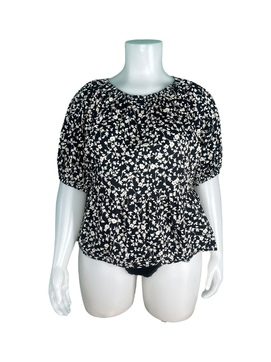 Black w/ White Floral Print
