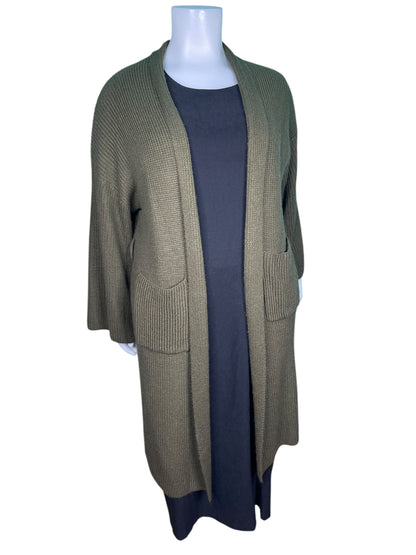 Green London Sleeved Knit Maxi Cardigan