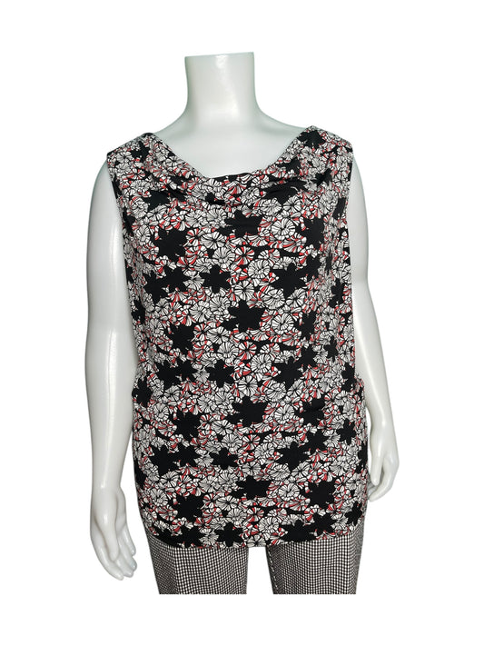 Black White Red Sleeveless Crow neck Tank Top