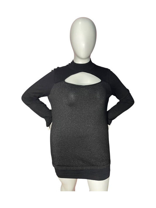 Black & Silver Long Sleeve Mini Dress