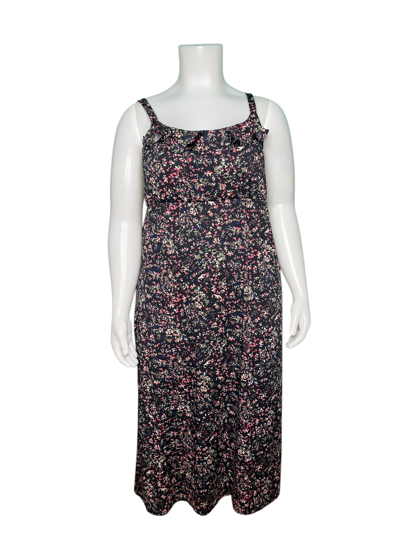 Navy and Pink Spaghetti Strap Floral Maxi Dress