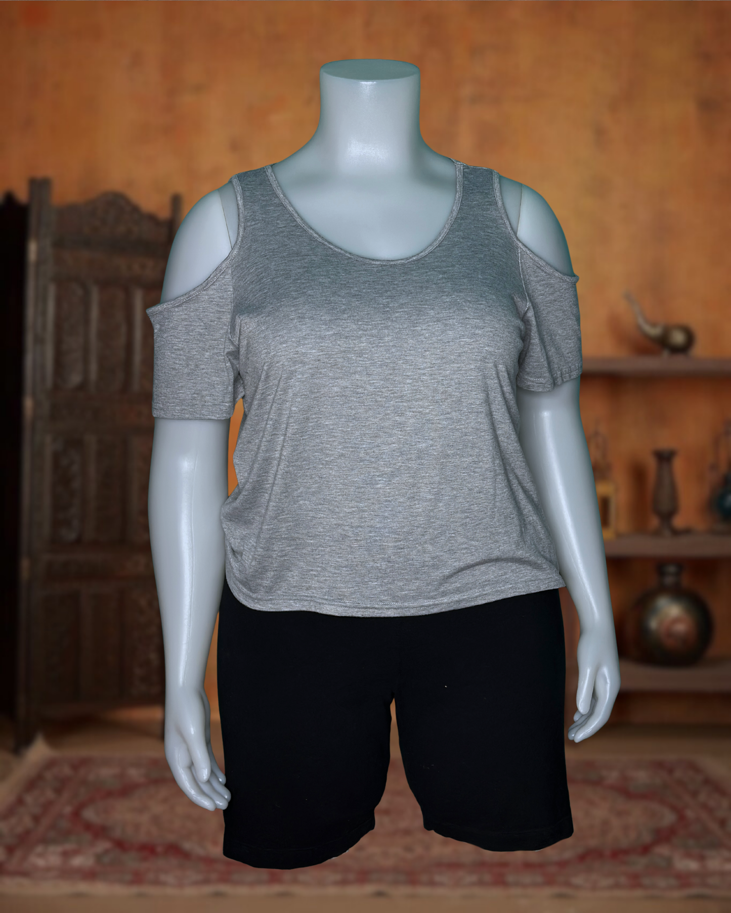Grey Cold Shoulder T-Shirt