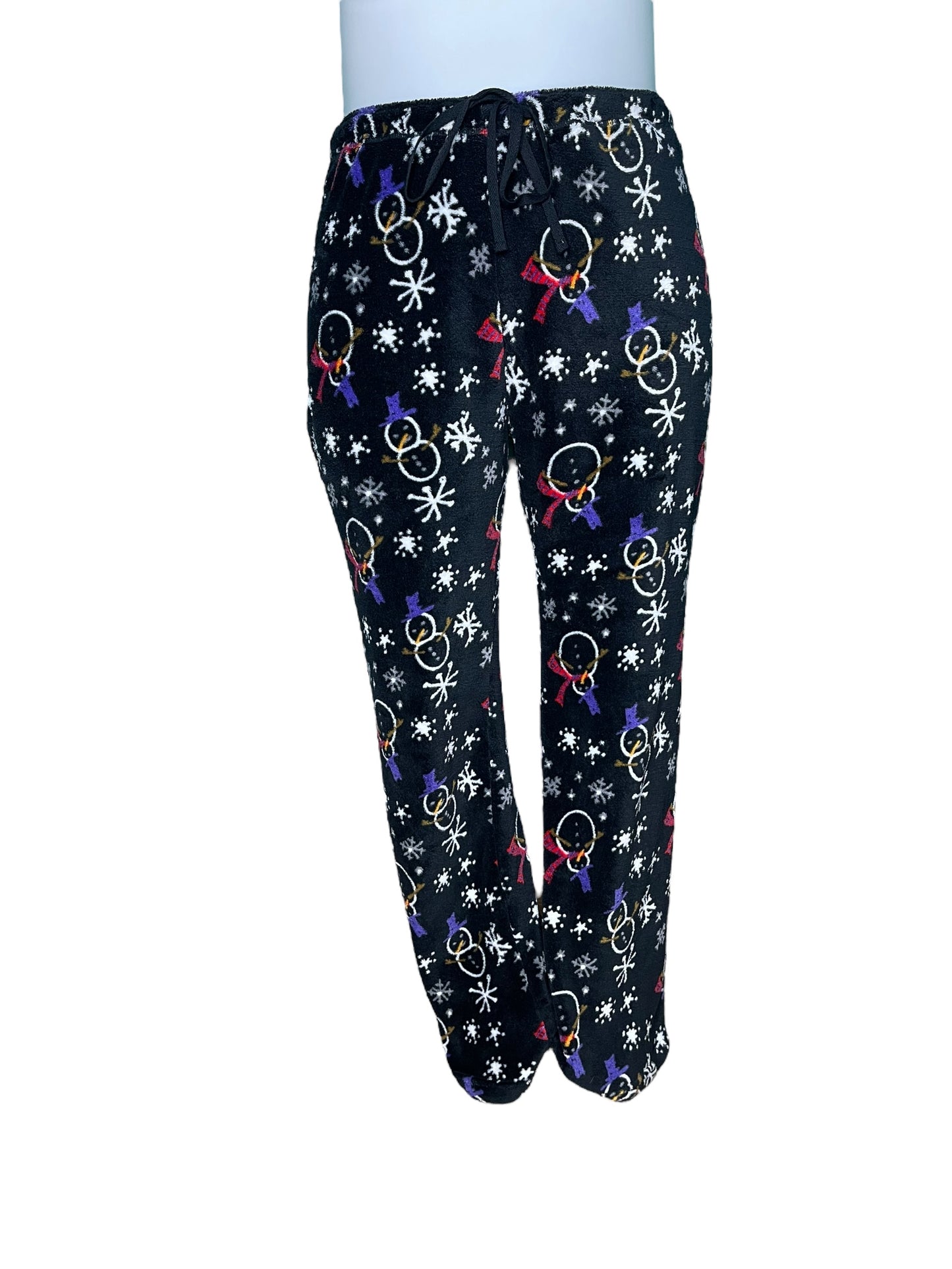 Black Snowman Patterned Cozy PJ Bottoms