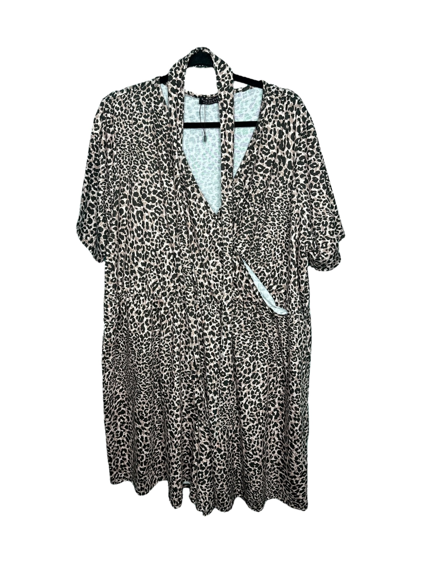 Brown and Black V-neck Cheetah Print Romper