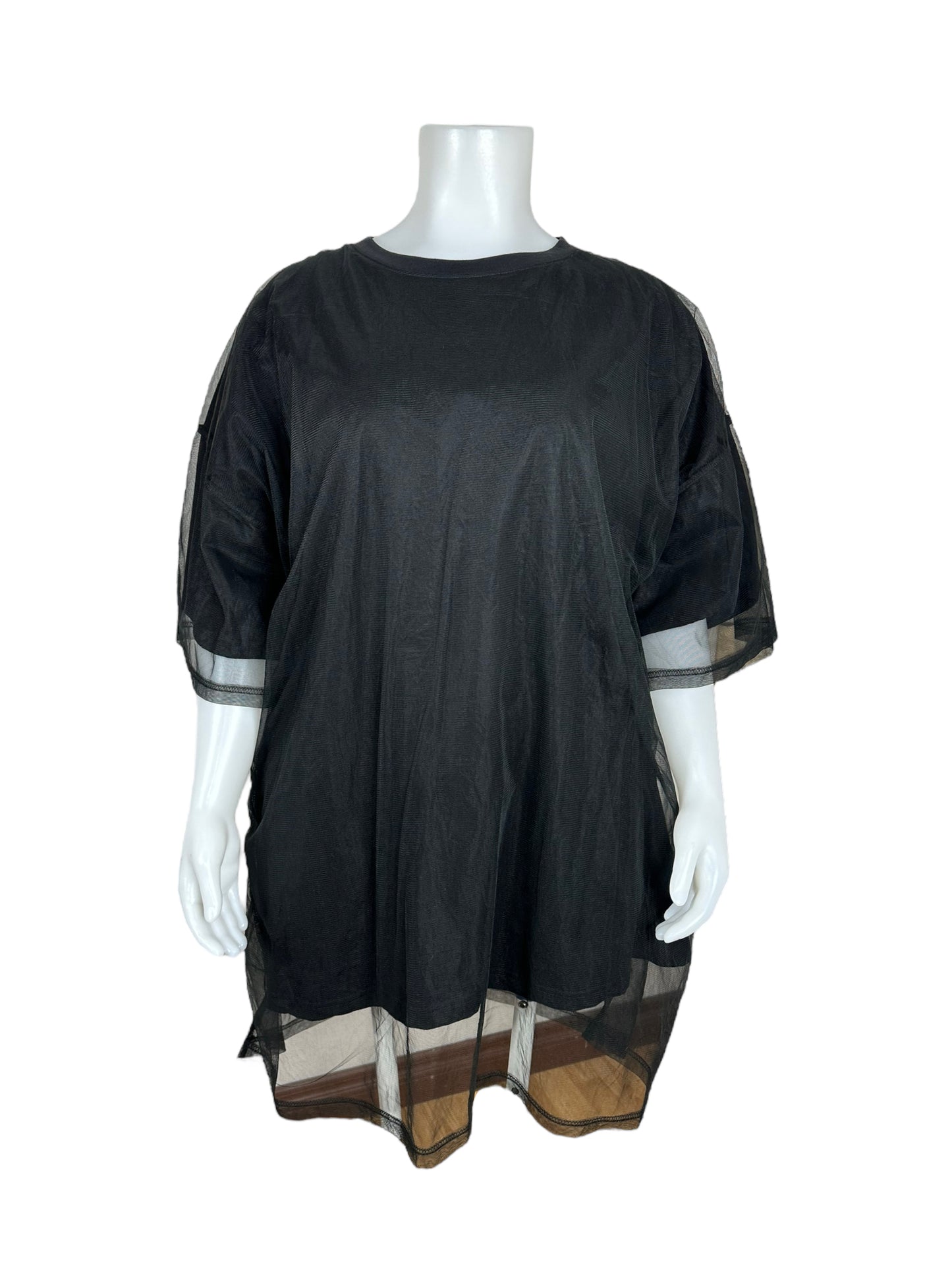 Oversized Black T-Shirt w/ Sheer Layer