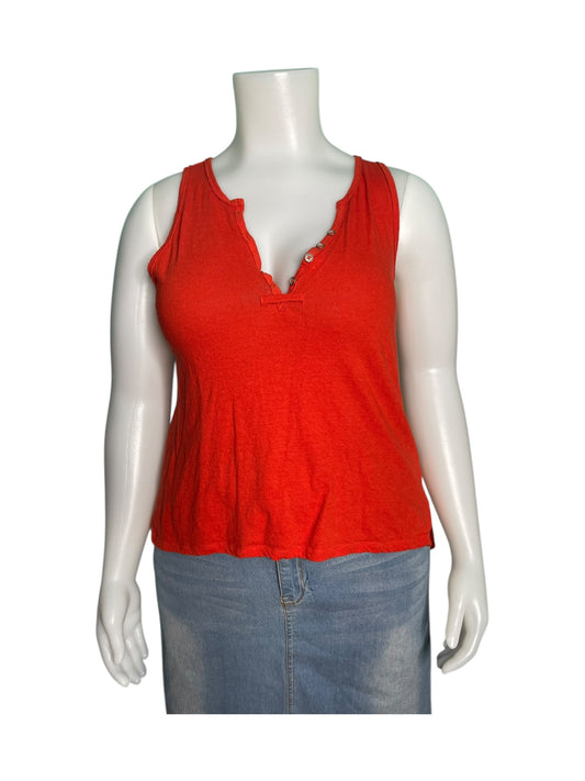 Red V-Neck Tank Top